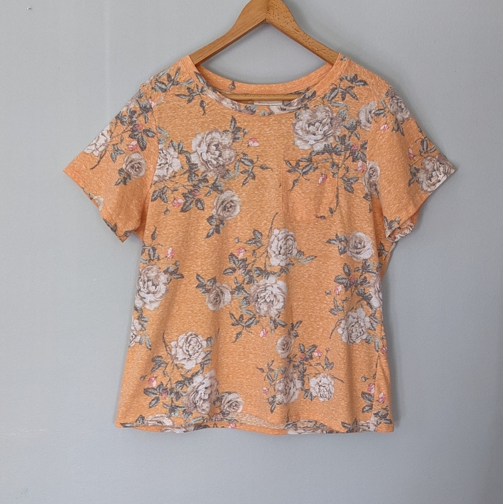 Bobbie Brooks Peach Floral Top 1X
